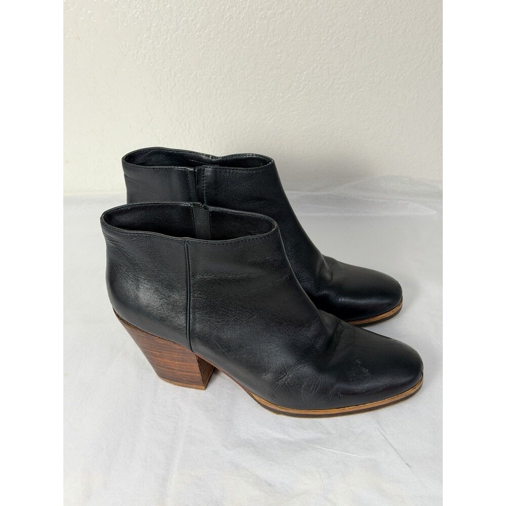 Rachel Comey Black Leather Ankle Boots Women’s Size 8 Wood Block Heel Booties